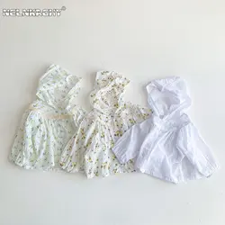 Sommer Blumen Kinder Baby Mädchen Sonnenschutz Strickjacke mit Kapuze dünne Langarm jacke für Klimaanlage Säuglings mantel 0-3y