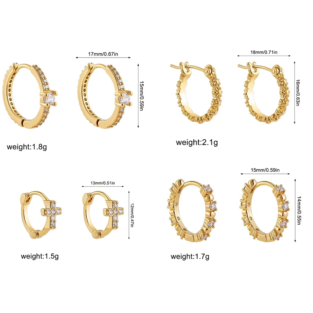 Orecchini a cerchio Huggie Tiny Color oro per le donne Cubic Zirconia Mini Ear Cuff Buckle cartilagine Piercing Hoops gioielli per feste