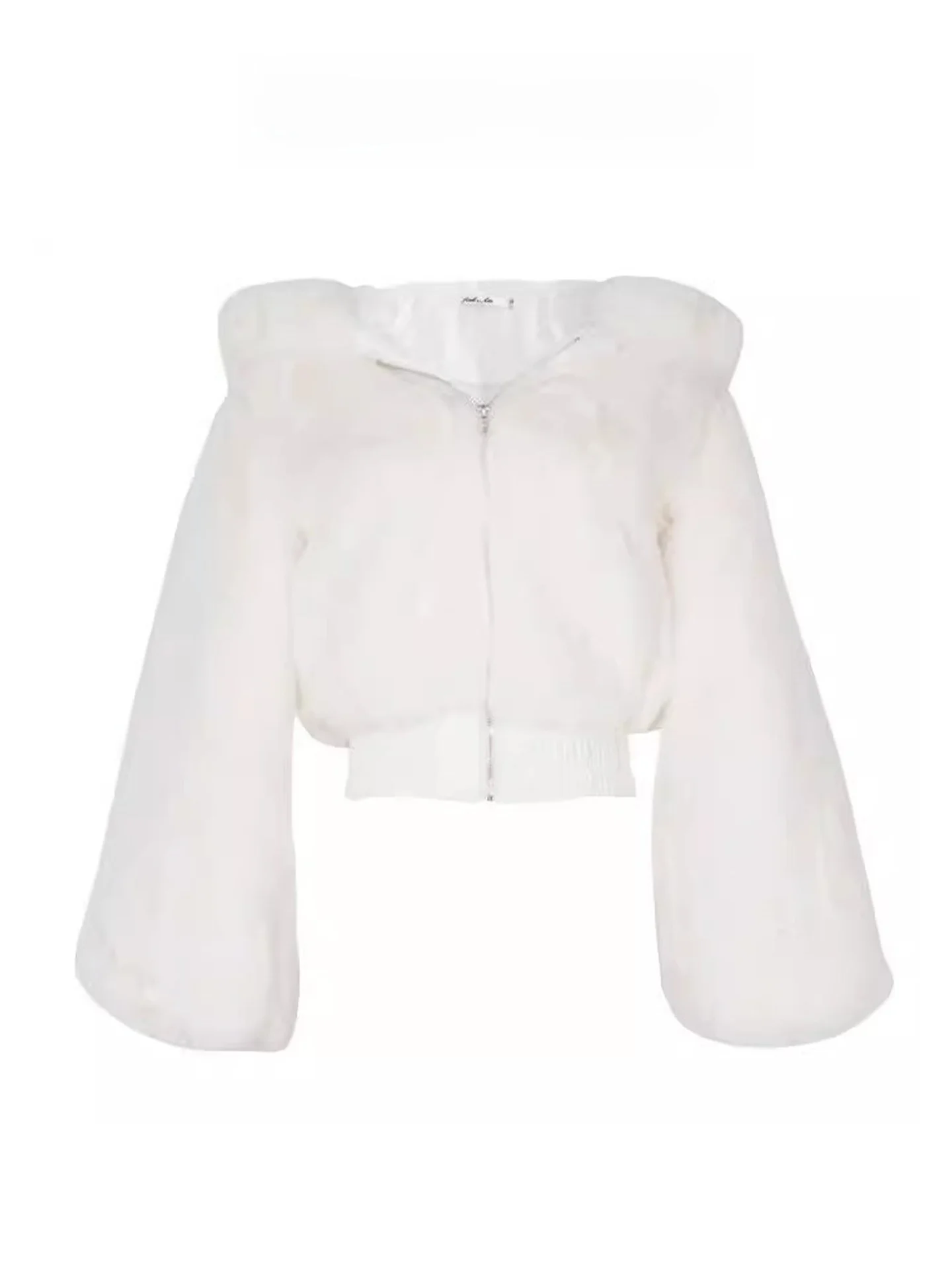 Women's ort Rabbit Fur Jaet Thiened Cotton Coat Hooded Sweatirt Autumn Winter Faion Outerwear Stand Fit Zipper C...