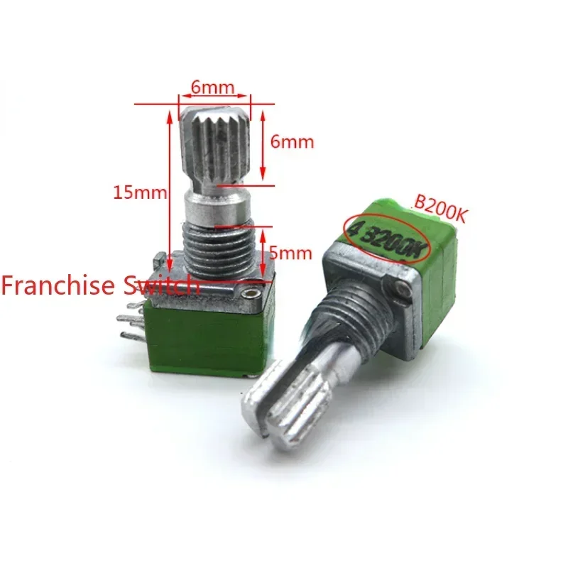 10PCS Precision duplex volume potentiometer B200K 15MM spline
