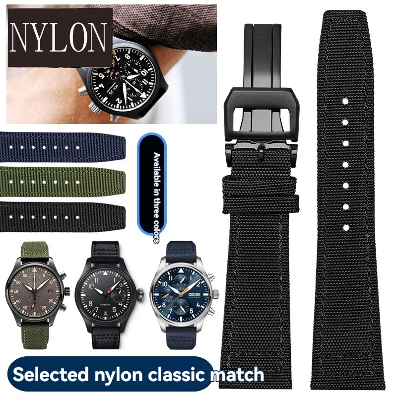 20 21 22mm Men Nylon canvas real cowhide sole waterproof watch band For IWC Pilot Little Prince Mark XVIII Portugal Seven timing