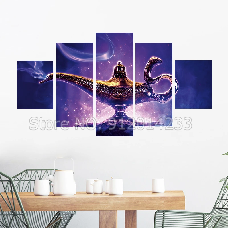 5 Pieces Wall Posters Disney Movie Aladin and The Magic Lamp Canvas Painting Modular Pictures Artwork Home Decor Living Room