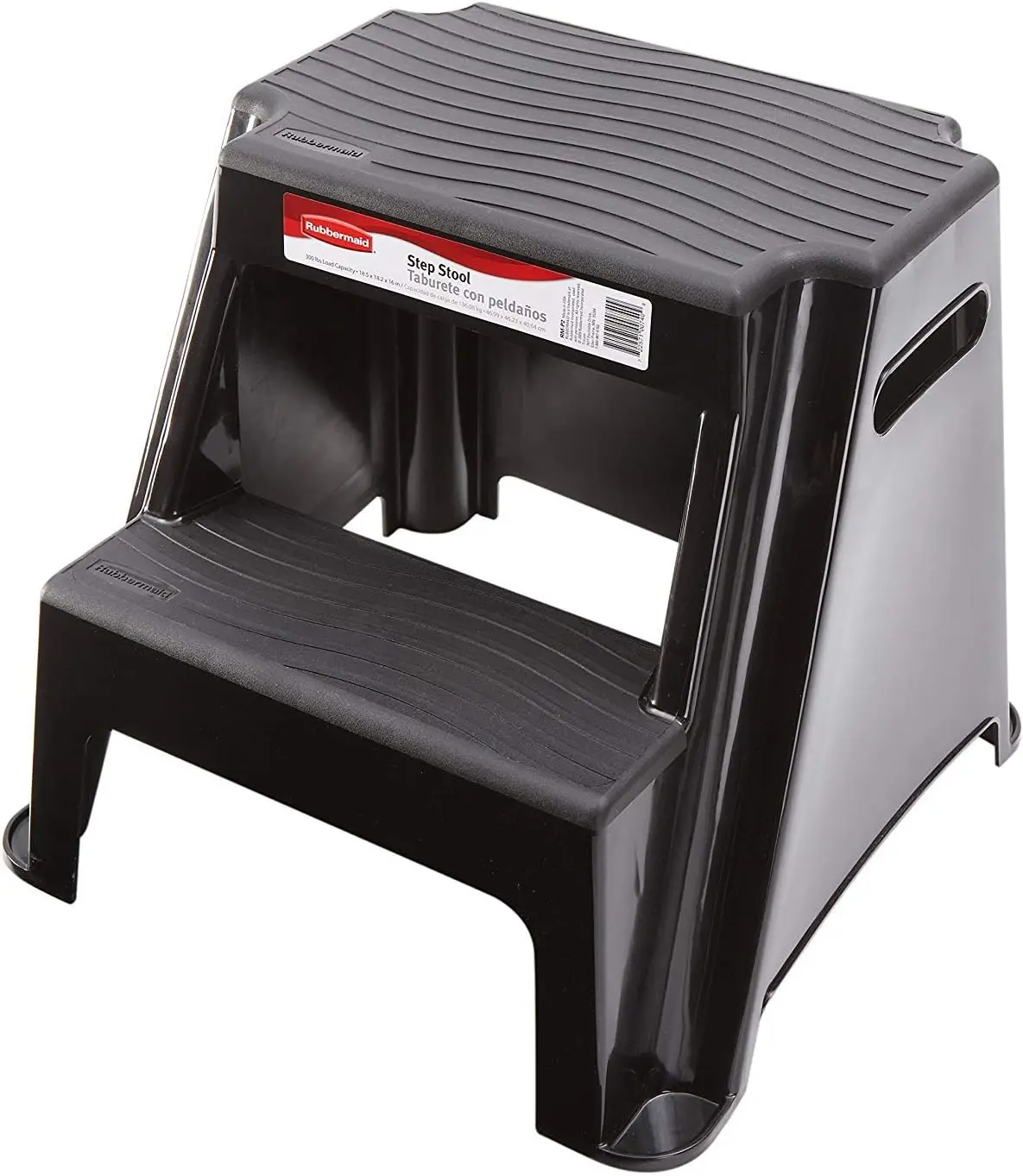 2 Molded Plastic Step Stool, Lightweight Resistant Treads and Non-Slip Feet, 1 Piece, Black