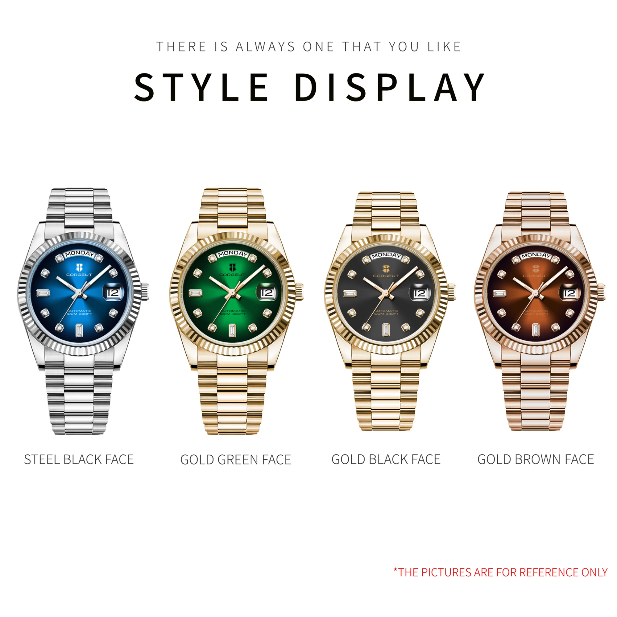 Custom Logo Watch Automatic 36/39MM Men's Watch Sapphire ST1644 Gold Luxury Waterproof Diving Watch for Men Corgeut