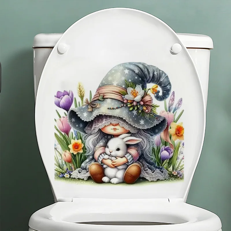 

Witch and Rabbit Design Stickers Art Wall for Home, Cabinet, Refrigerator, Door, Toilet,Decoration, Vinyl Car Decals