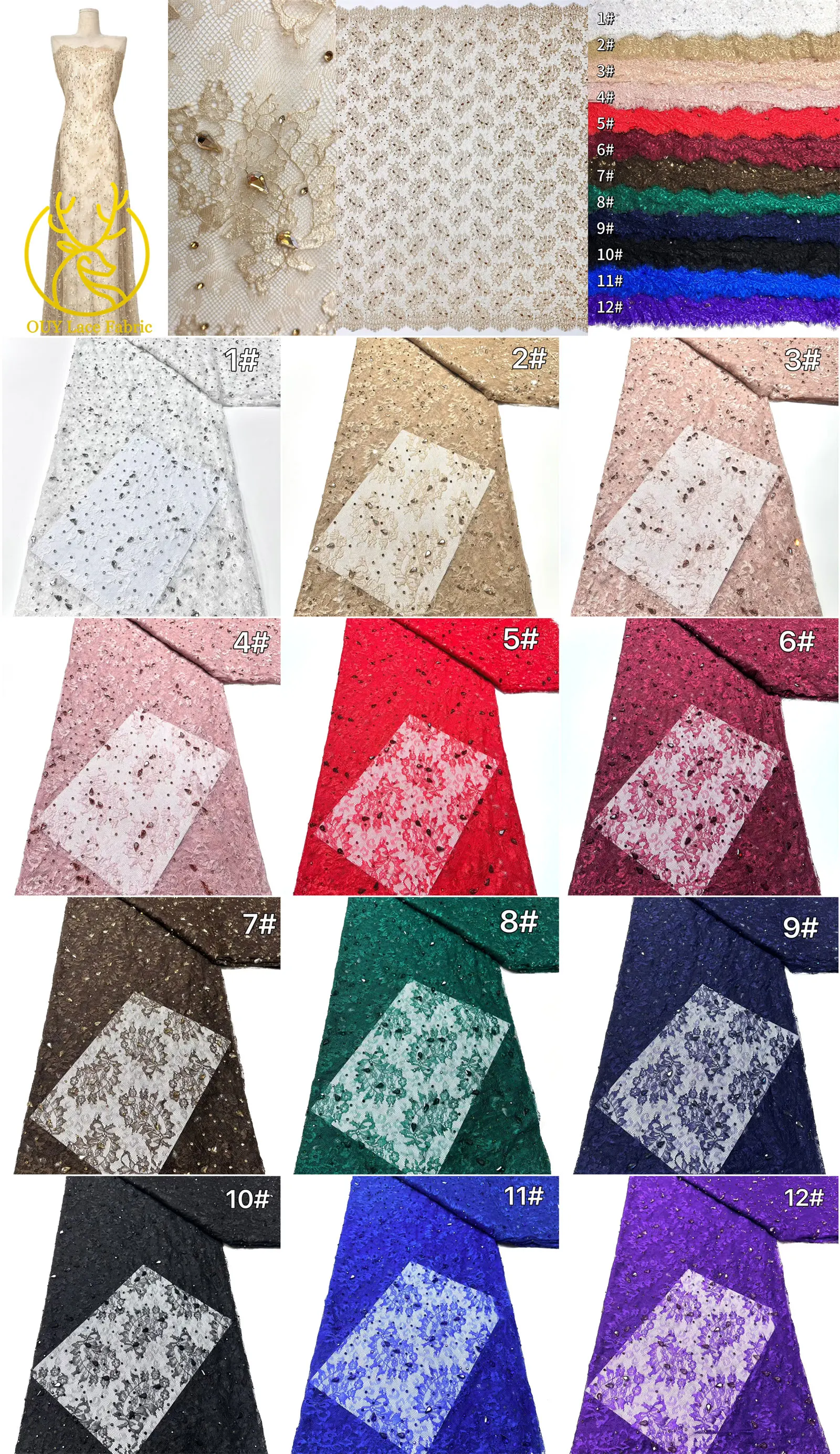 2026 Heißer Verkauf Lila Afrikanischer Französischer Tüll-Spitzenstoff mit Steinen Bestickt Elegantes Nigerianisches Brautkleid für Hochzeitsfeier 3 Meter – Detail 3