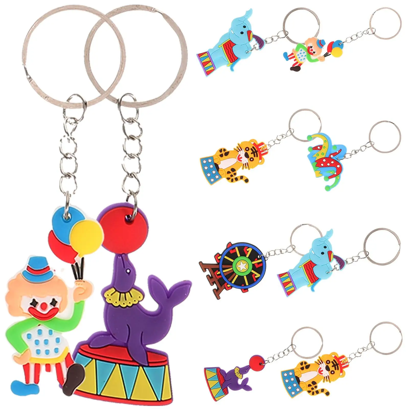 

10 Pcs Ring Circus Keychain Decor Circus Key Keyring Pendant Clown Car Key Ring Bag Charm Metal Pendant Accessories