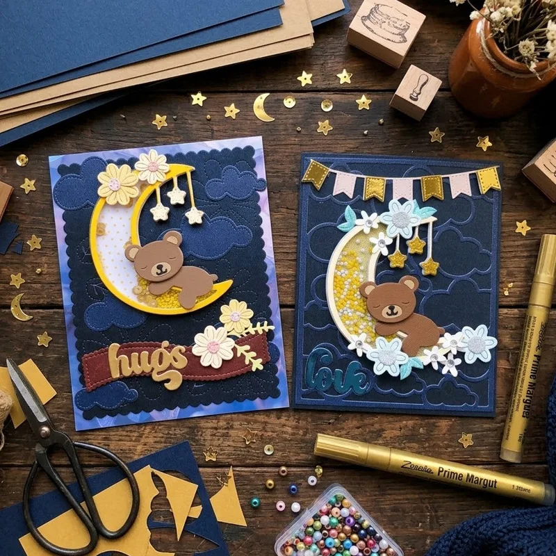 KLJUYP Moon Bear Metal Cutting Dies Stencils for DIY Scrapbooking/album Decorative Embossing DIY Paper Cards