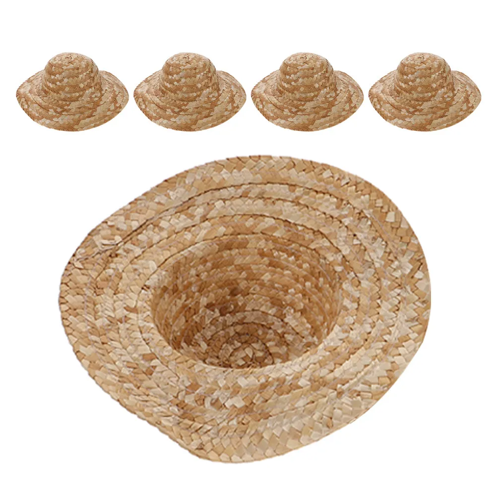 5 piezas de sombreros de paja en blanco para pintar, mini sombreros de paja para manualidades, decoración del hogar, sombreros para grafiti infantiles, suministros de bricolaje, mini gorras para manualidades.