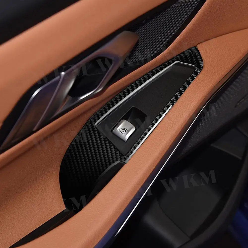 

JIACHE внутренняя отделка из углеродного волокна, кнопки переключателя стеклоподъемника, декоративная рамка для BMW G20 G28 2019 2020