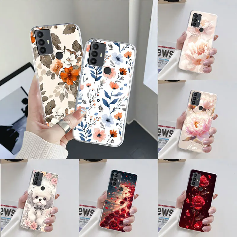 For TCL 30 SE 30E 30 Plus 5G Case New Fashion Floral Soft Silicone TPU Phone Case For TCL 305 306 305i 5164D Back Cover Fundas