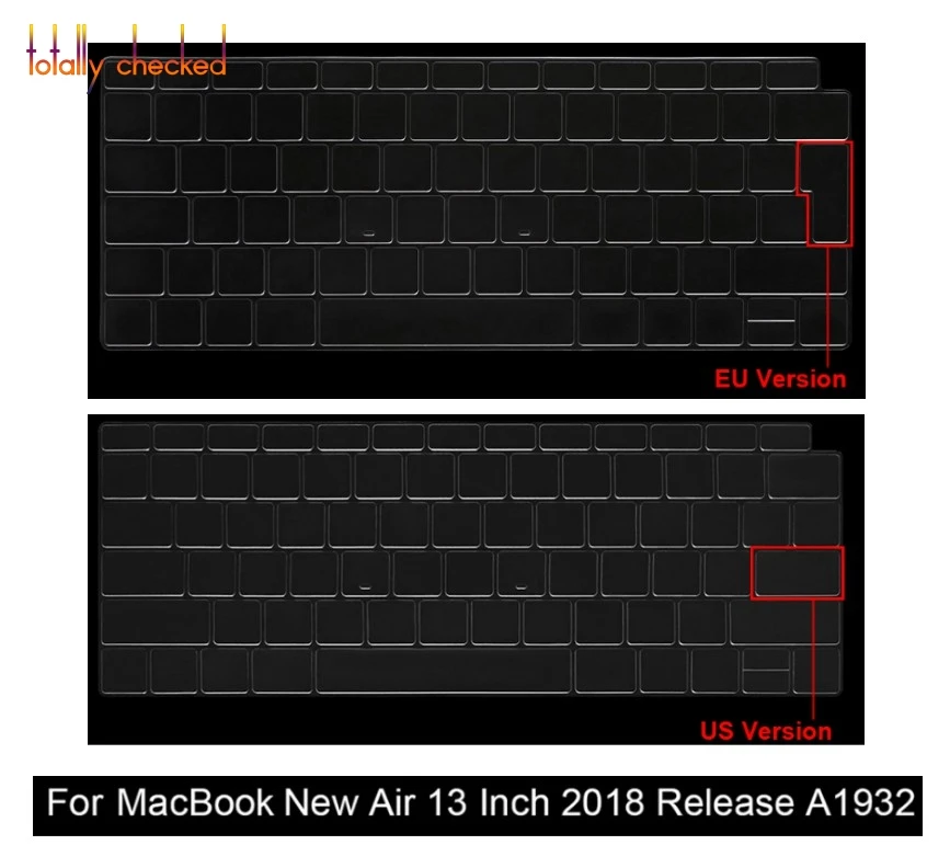 Euro US Japan 3 type TPU Waterproof Dustproof Laptop Keyboard Cover skin for MacBook 2018 Air 13