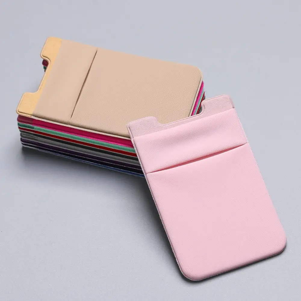 Elastic Unisex Adhesive Sticker Cellphone Pocket Credit Cards Pouch Card Sleeve ID Card Holder
