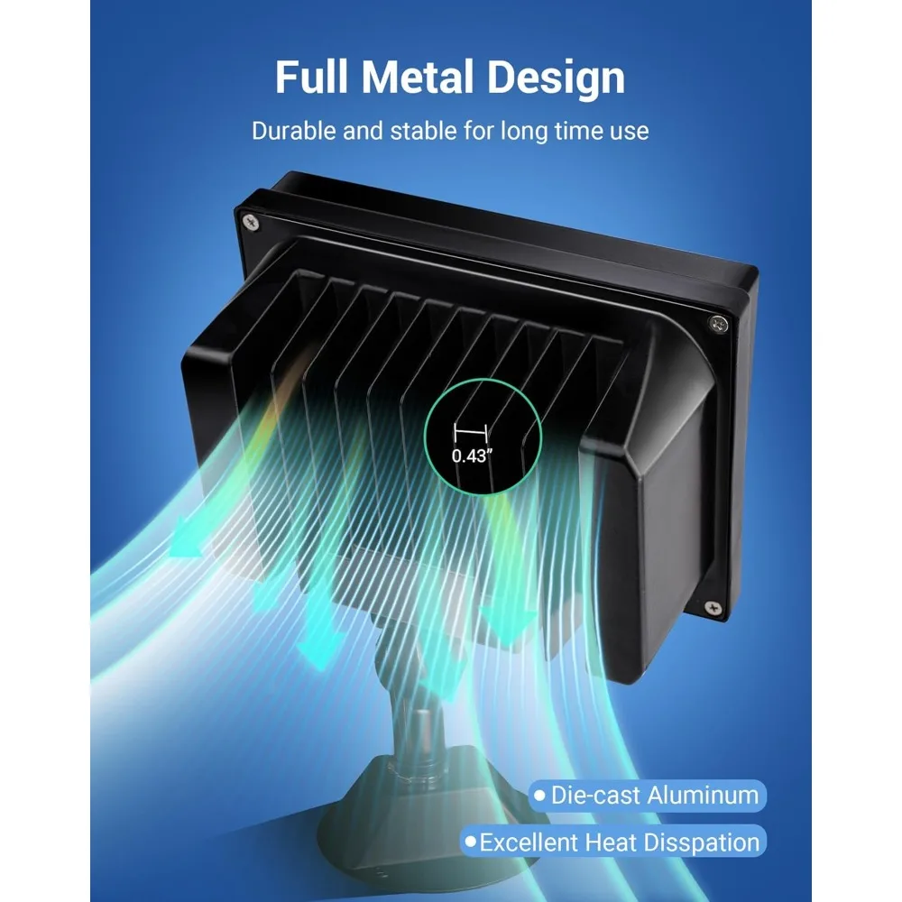 2-Pack 65W LED كشاف ضوء خارجي، 6670 LM أضواء أمنية فائقة السطوع يمكن التحكم فيها، IP65 مقاومة للماء، مصابيح كاشفة 5000K #4