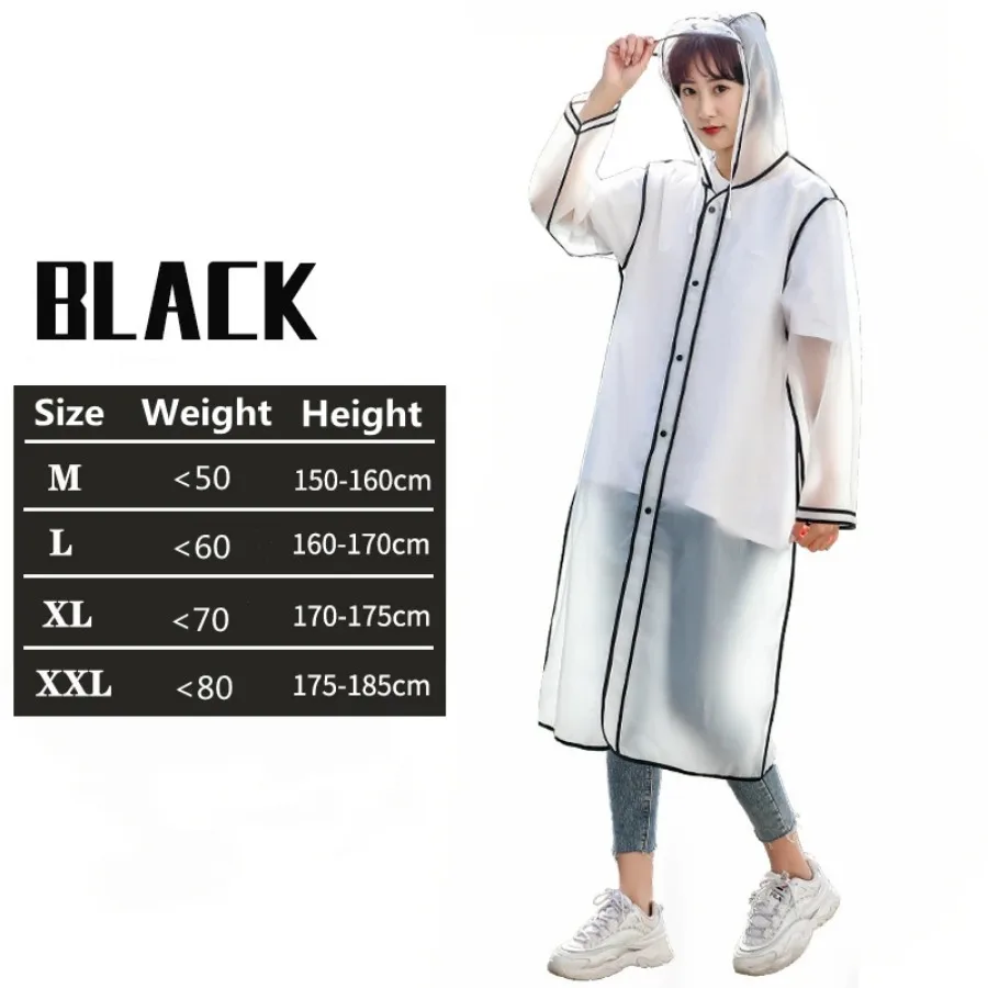 New Fashion EVA Women Poncho With Hat Ladies Waterproof Long Translucent Raincoat Adults Rain Coat