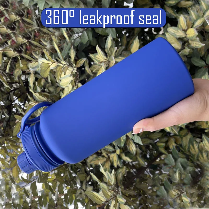 Thermos sportivo da 1 litro di grande capacità con manico, fiaschette sottovuoto in acciaio inossidabile, bicchieri da palestra, bottiglia d\'acqua