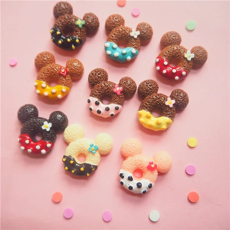 10Pcs Resin Mouse Shape Donut Charms, Hot Selling Ornaments for Crafts Making, Jewelry Accessory & Scrapbooking