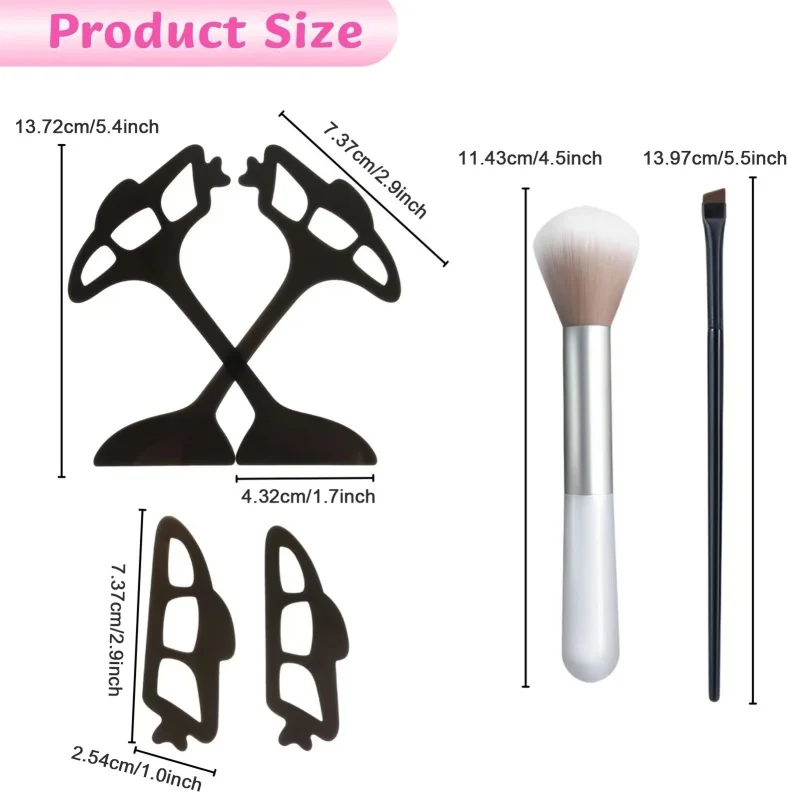 

4 шт. трафареты для макияжа глаз с 2 шт. кистью Eyetour Your Glam Bestie Quick шаблон для макияжа глаз для женщин и девочек