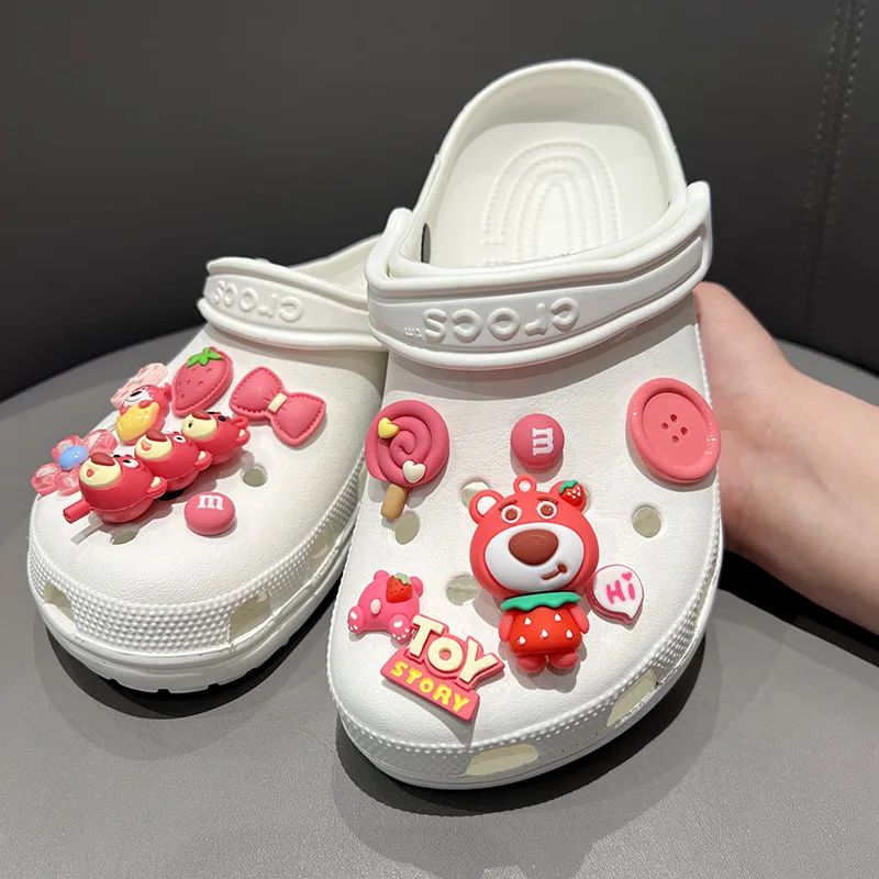 Strawberry bear cave shoes accessories shoes buckle shoes flower diy accessories removable decorative buckle accessories