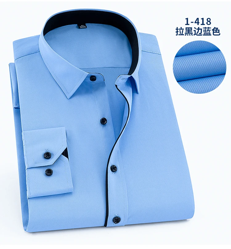 Spring Summer Men Dress Shirt Long Sleeve Plus Size Big Shirt Business Navy Blue Purple Formal Office Shirts 13XL 165KG