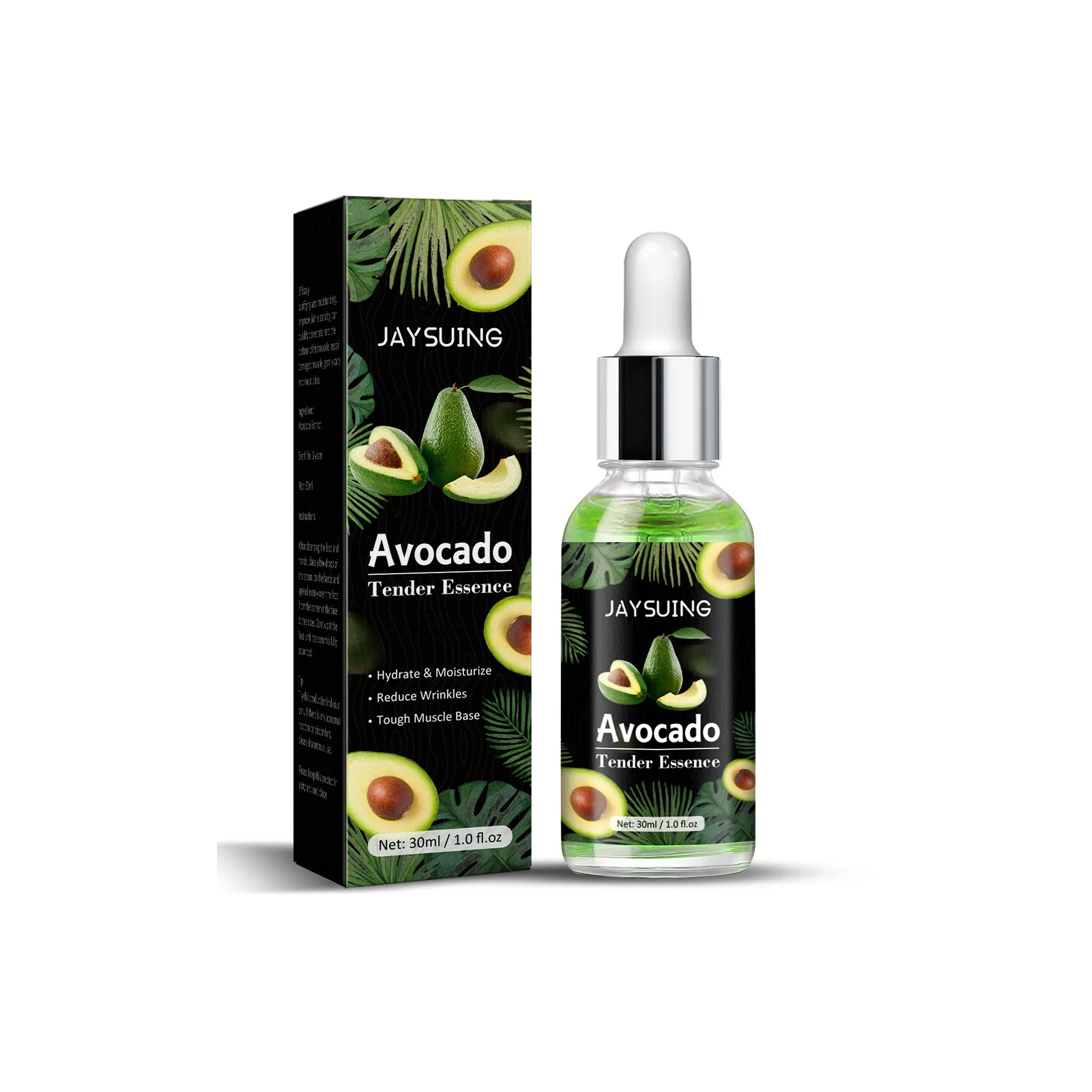 Best Seller Jaysuing Moisturizing Skin Avocado Essence Brightening Facial Skin Tone and Smoothing Fine Lines Hydrating Essence