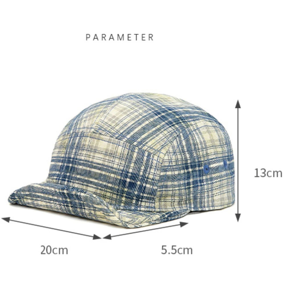 HT5122 Neue Frühling-Sommer Faltbare Baseballkappe für Herren und Damen Karierte Snapback-Kappe mit Rollrand Unisex Weiche Verstellbare Hip-Hop-Kappe – Detail 2