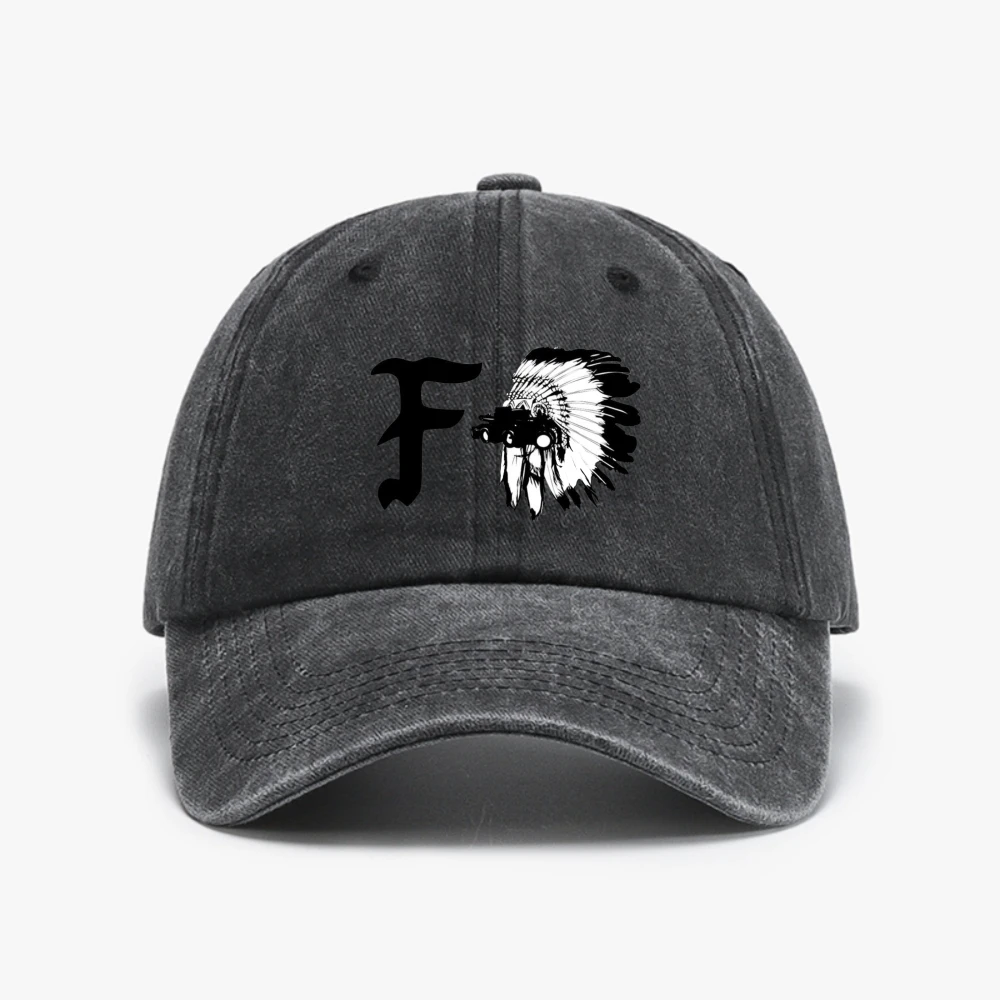 Washed Vintage Forward Observations Group hat Skeleton Graphic Washed denim baseball cap Male Gothic Punk Golf hat