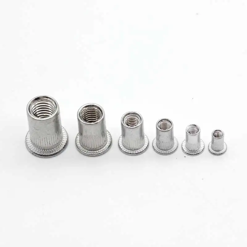 200pcs M3 M4 M5 M6 M8 M10 Aluminum Flat Head Rivet Nuts NutsInsert Cap Thread Insert Rivet Nut Assortment Kit