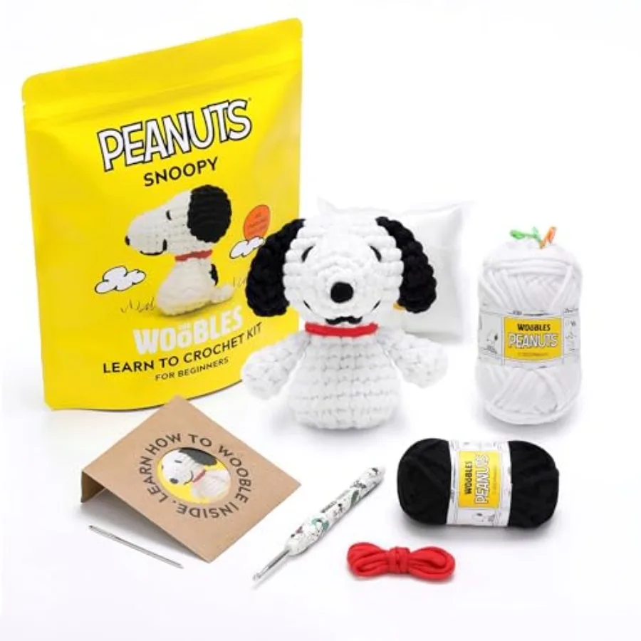

Beginners Crochet Kit with Easy Peasy Yarn as seen on Shark Tank - with Step-by-Step Video Tutorials - Snoopy