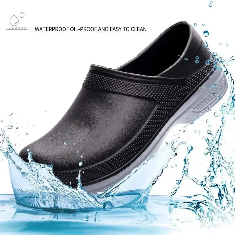 2021 New Hotel Kitchen Clogs Non-slip Waterproof Oil-proof Work Shoes Breathable Resistant Kitchen Cook Chef Shoes Plus Size
