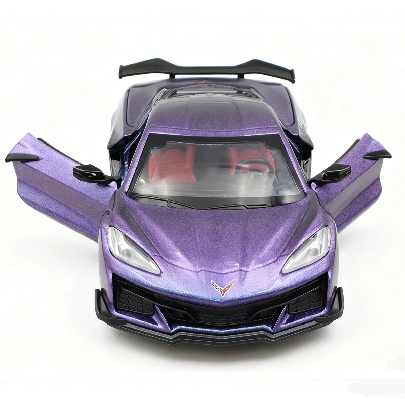 CCA Diecast 1/24 كورفيت Z06 سبيكة سوبر سيارة نموذج مقلد الصوت ضوء لعبة مجموعة السيارات مصغرة Voiture ديكور المنزل #2