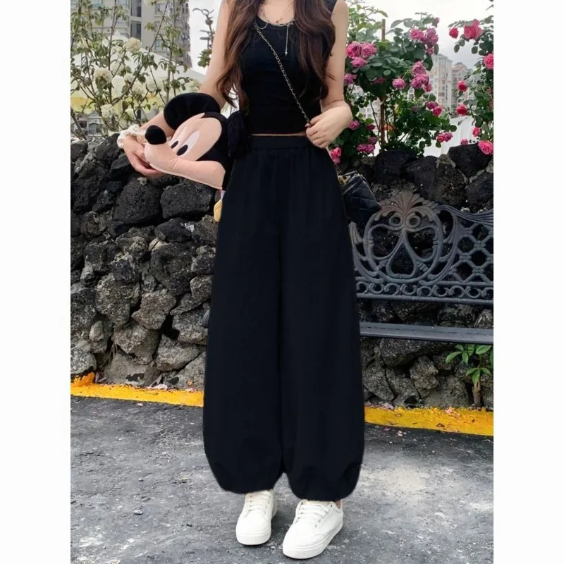 Celana Harlan Tabir Surya Cepat Kering untuk Anak-anak, Celana Panjang Kasual Ukuran Besar, Tipis, Longgar, dan Berpotongan Lurus Sembilan Perempat untuk Musim Panas