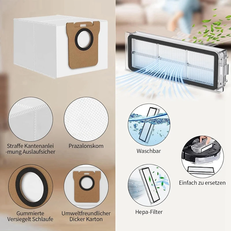 For Dreame L10s Ultra Accessories / L10 Ultra, Replacement Accessory Main Side Brush Hepa Filters Mop Cloth Dust Bags