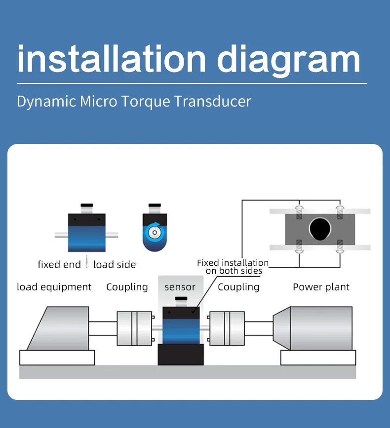 

High Precision Dynamic Torque Sensor Load Sensor Rotary Test Bench Motor Sensor Small Size Strain Type