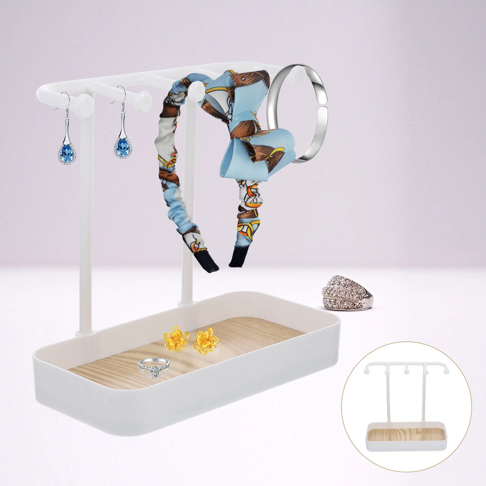 

Sturdy Jewelry Rack Earring Necklace Holder Stand Display For Bracelets Bangles Hair Ties Desktop Storage Home Supplies