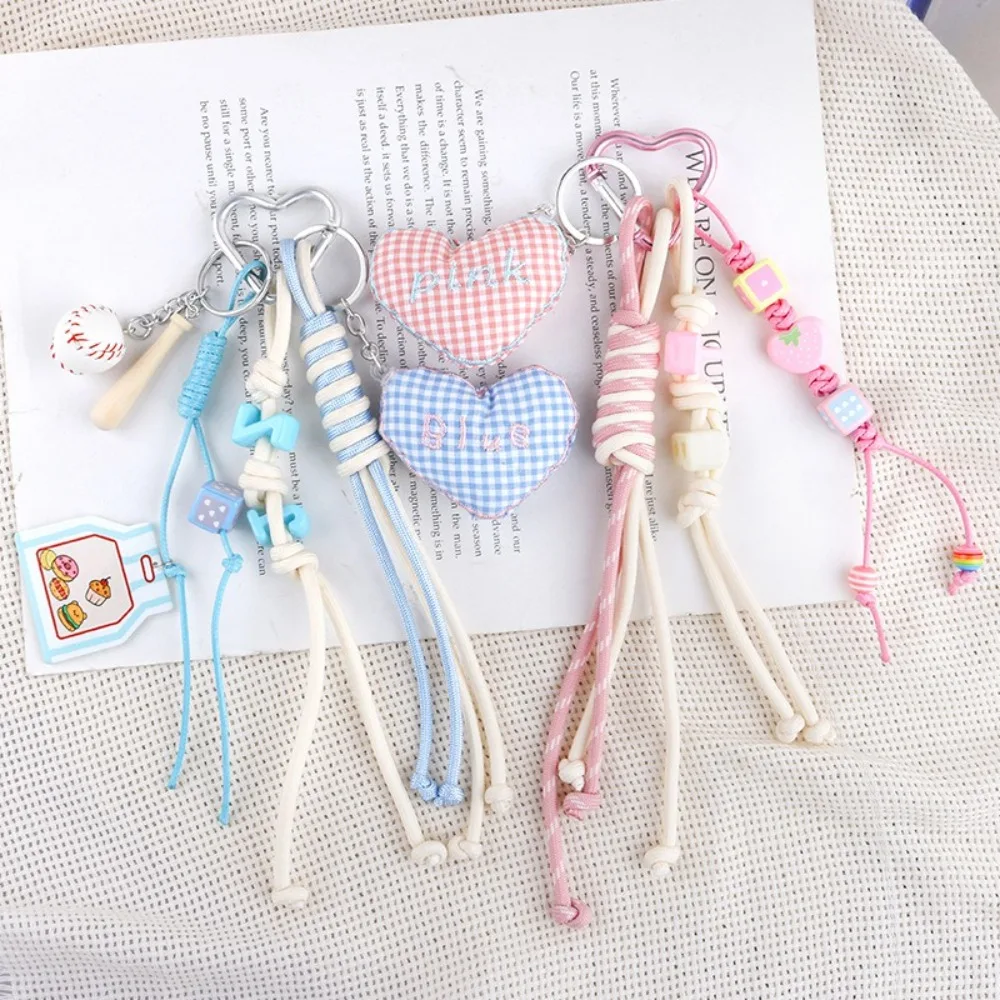

Fashion Fabric Bag Pendant Embroidery Heart Keychain Pendant Alloy Backpack Ornaments Camera Chain