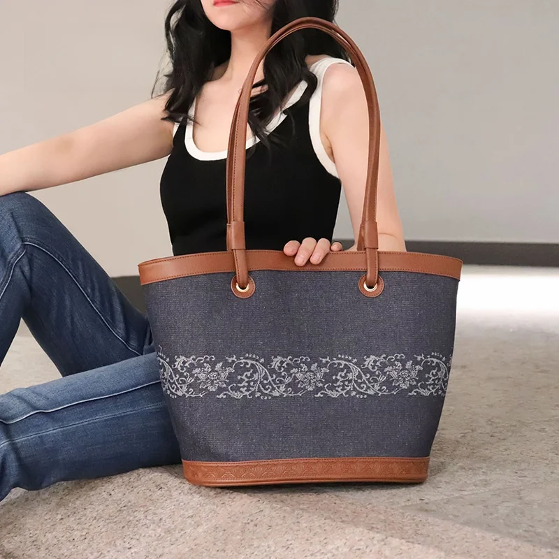 Large Capacity Creative Cultural Tot Bag Museum Floral Embroidery Fashionable Versatile Birthday Gift National Museum of China