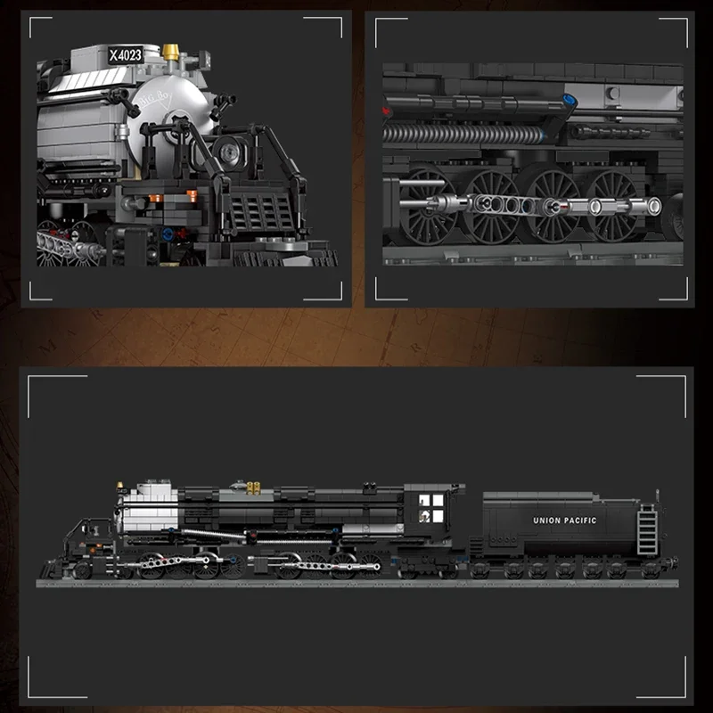 Bloques de construcción de la locomotora de vapor para niños, juguete técnico de construcción de tren de ferrocarril de ciudad, modelo grande de la Unión del Pacific, ideal para regalo