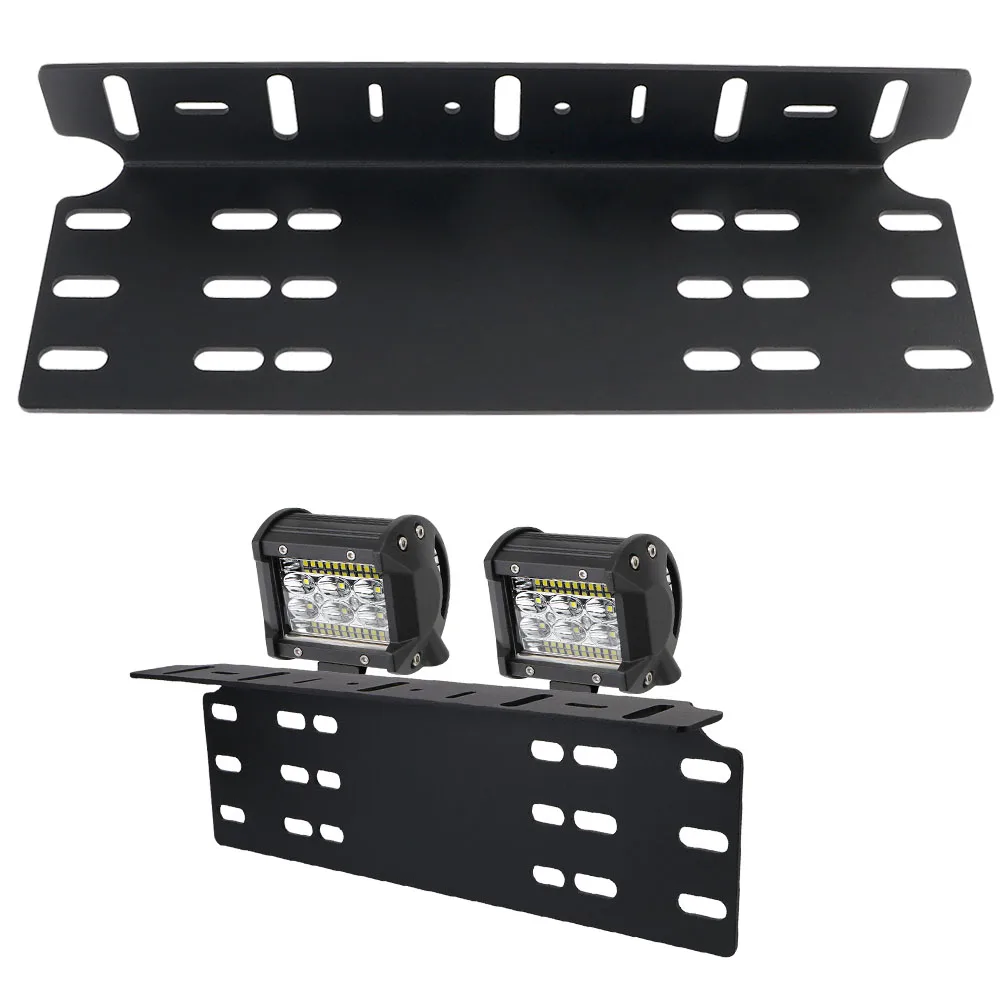 Front Bumper License Plate Mount Bracket Universal Driving Lamp Fog Light Holder 4x4 LED Work Light Bar Aluminium Alloy