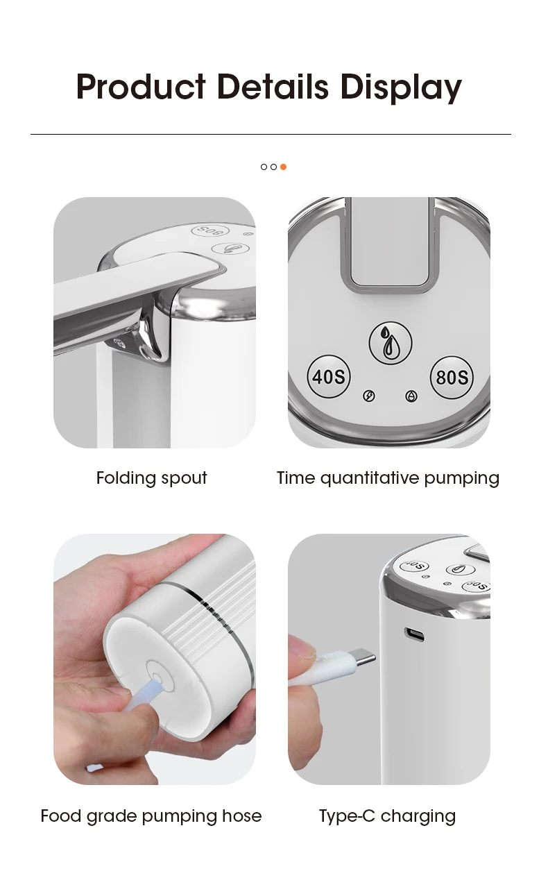 Tragbare Outdoor USB-Aufladbare Elektrische Wasserpumpe mit Ein-Tasten-Schalter, Automatischer Wasserspender für Camping-Wassertanks – Detail 12