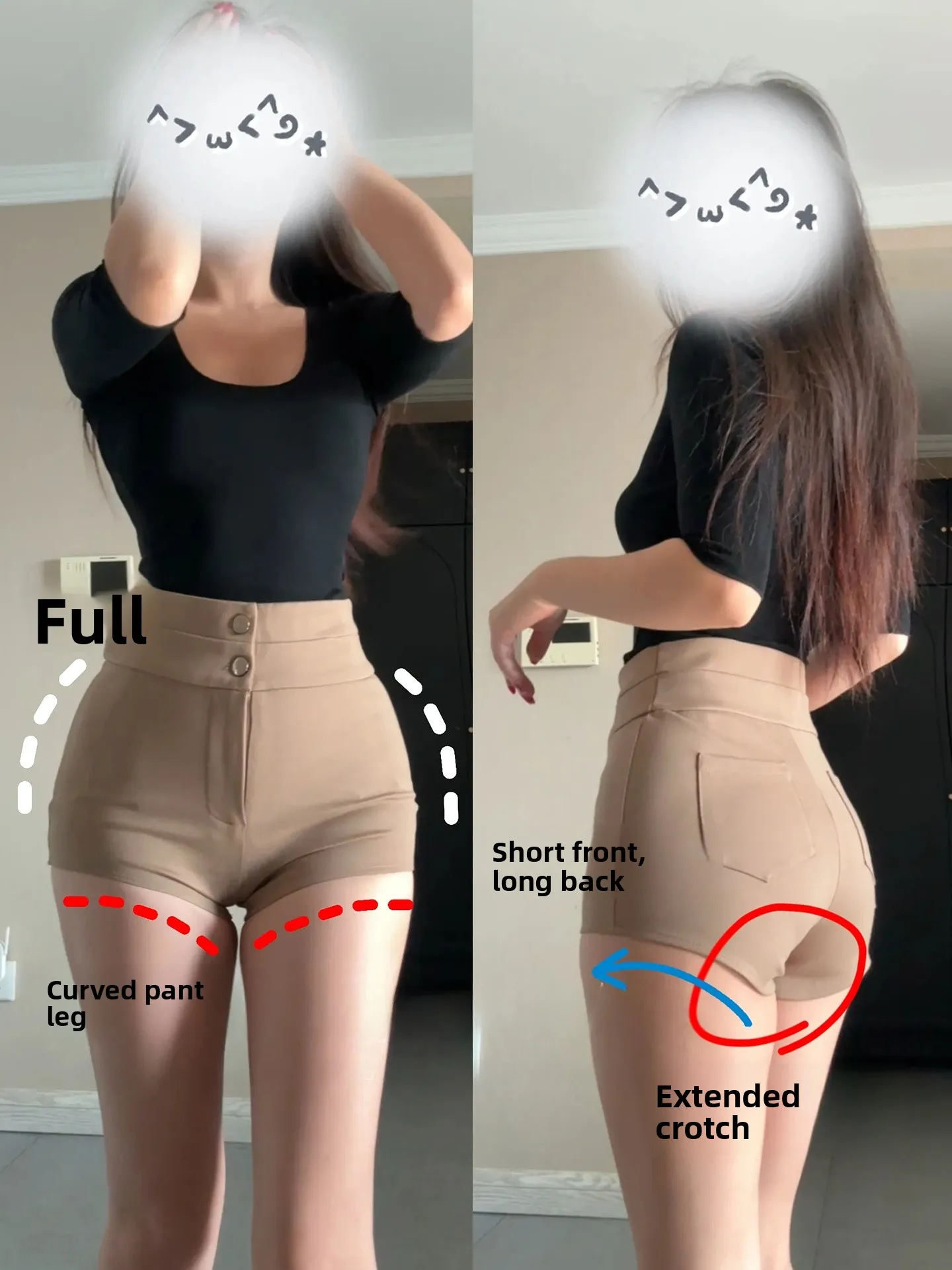 High Waist Elastic Short Pants Women's Casual Style with Hip Pad Triple Color Double Buckle Slimming Bodycon Hot Pants