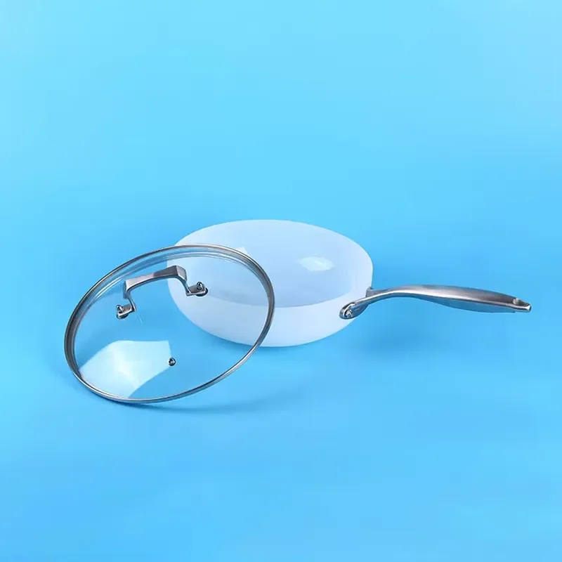 Heat Resistant Customized Milk White Crystal Health Pan Glass Cooking Pot Quartz Wok