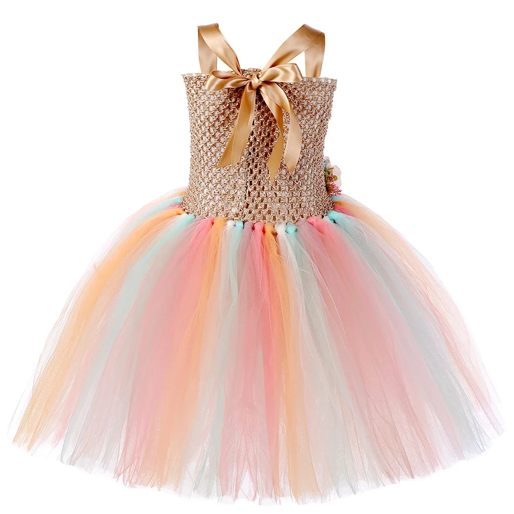 Flower Girls Fairy Tutu Dress with Wings Halloween Cosplay Butterfly Fairy Costume for Kids Birthday Party Tulle Princess Dress