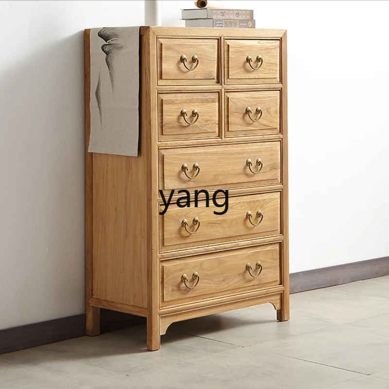 LXL Geometric Zen New Chinese Solid Wood 7-Drawer Cabinet Simple Modern Bedroom Storage Multifunctional Storage