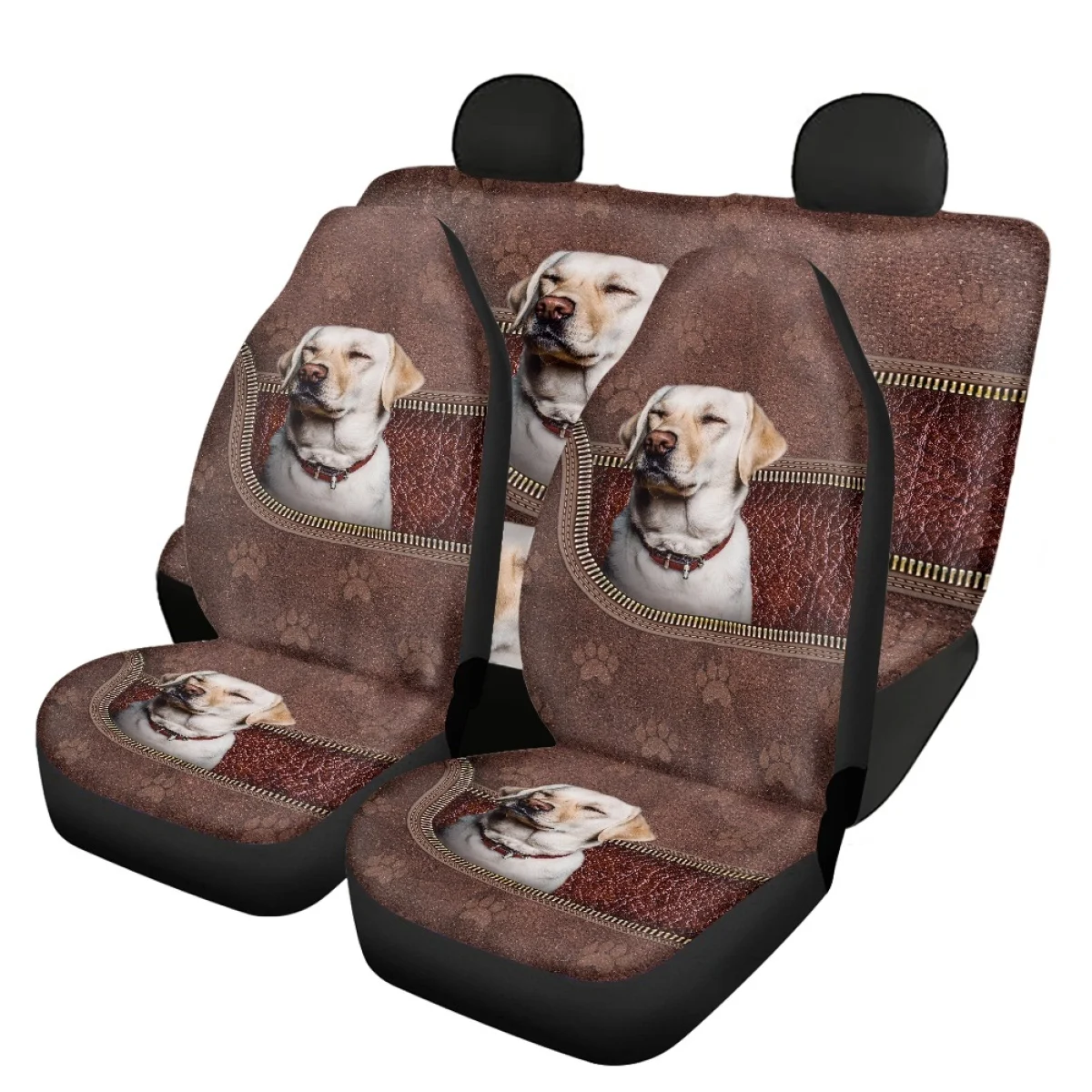 Labrador Retriever Anti-slip Auto Seat Cover Car Seat Protector Cover 3D Cute Animals Printed Full Set 4pcs Customized Design