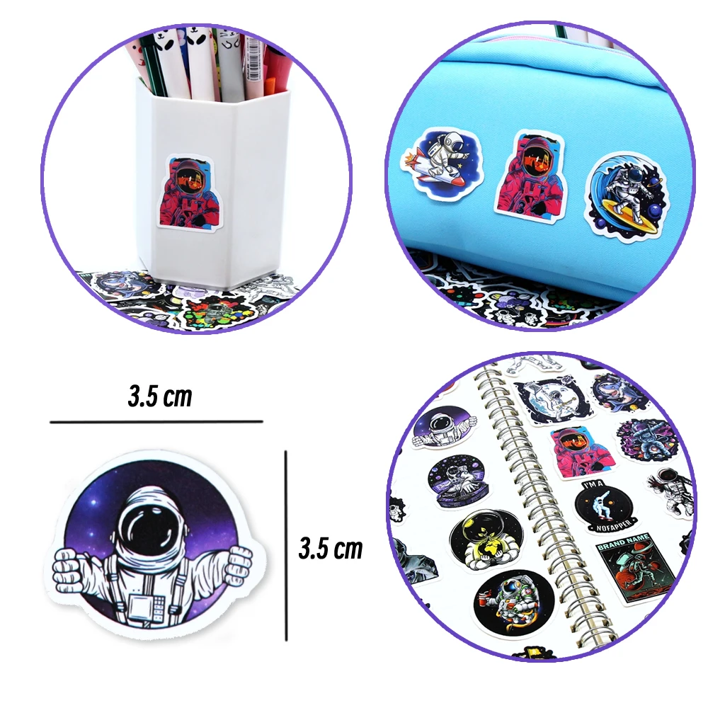 10/100p Cute Graffiti Astronaut Stickers Outer Space Vinyl Decals for Laptop Car Bike Skateboard Phone Case Sticker for Kids Toy