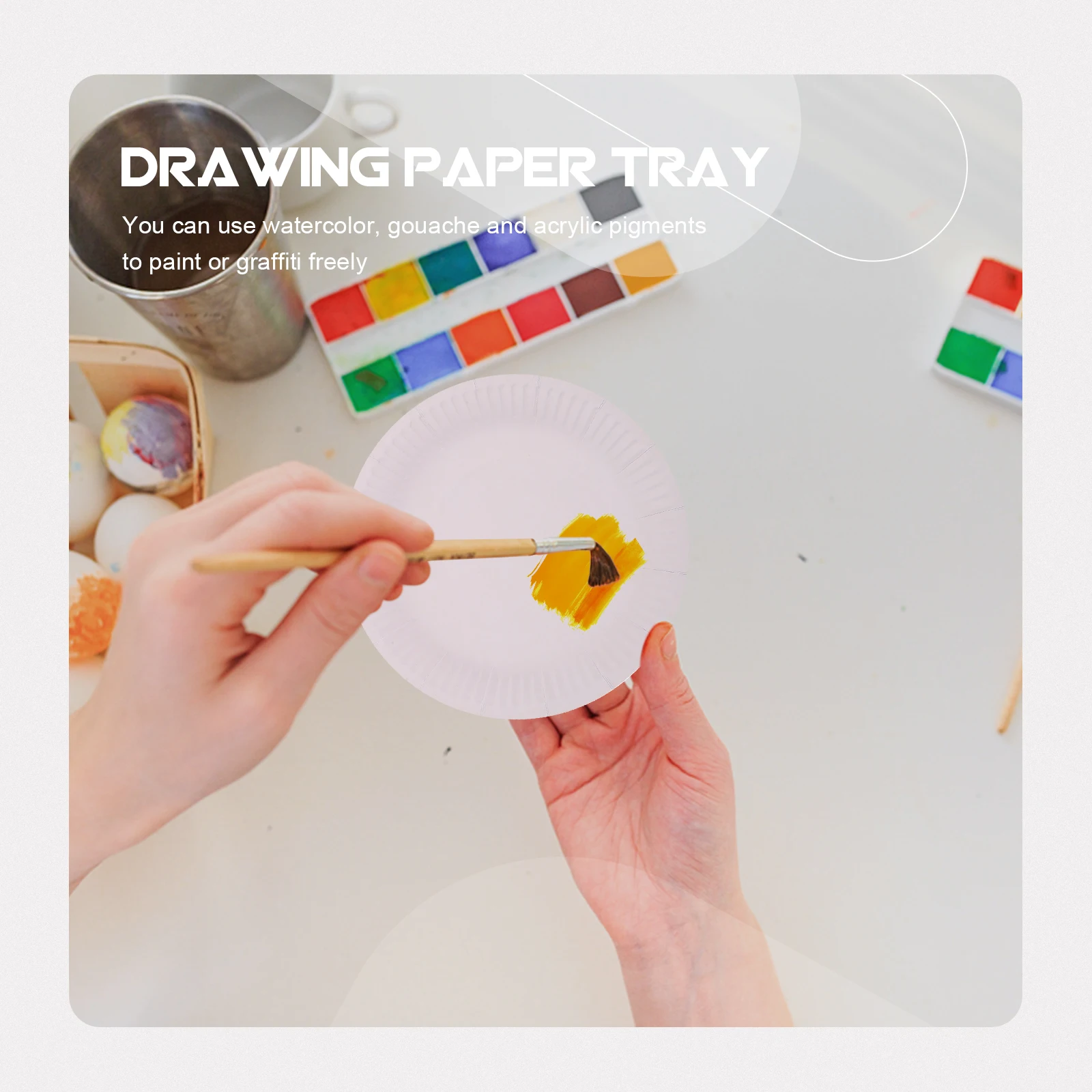 

50Pcs Painting Paper Plates Disposable White Graffiti Trays for DIY Art Coloring Supplies Water Oil Proof Drawing