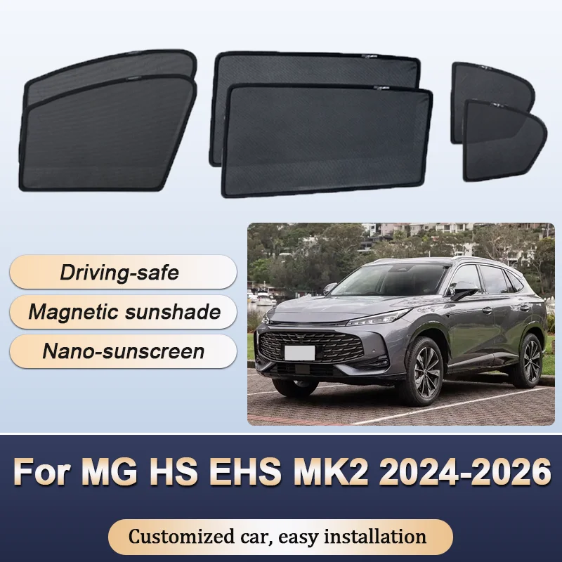 Sun Shades For MG HS EHS MK2 2024 2025 2026 Roewe RX5 Sunshades Magnetic Heat insulation Window Visor Mesh Car Accessories