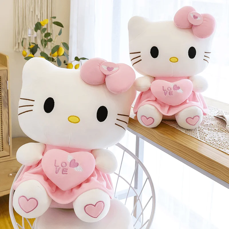 

2026 New Sanrio Hello Kitty Plush Doll Officially Authorized Soft and Cute Gift with White Face and Pink Clothes