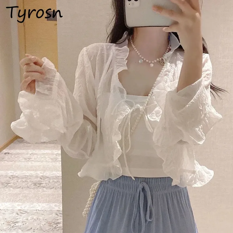 

Cardigans Women Tender Temperament Elegant Aesthetic Youthful Lovely Loose Casual Daily Streetwear Long Sleeve Korean Style New